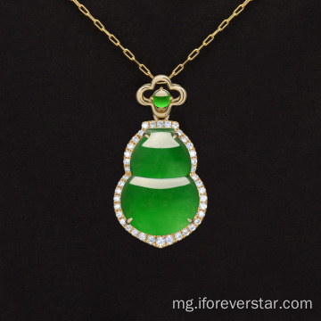 White Gold Gourd Emerald Pendant